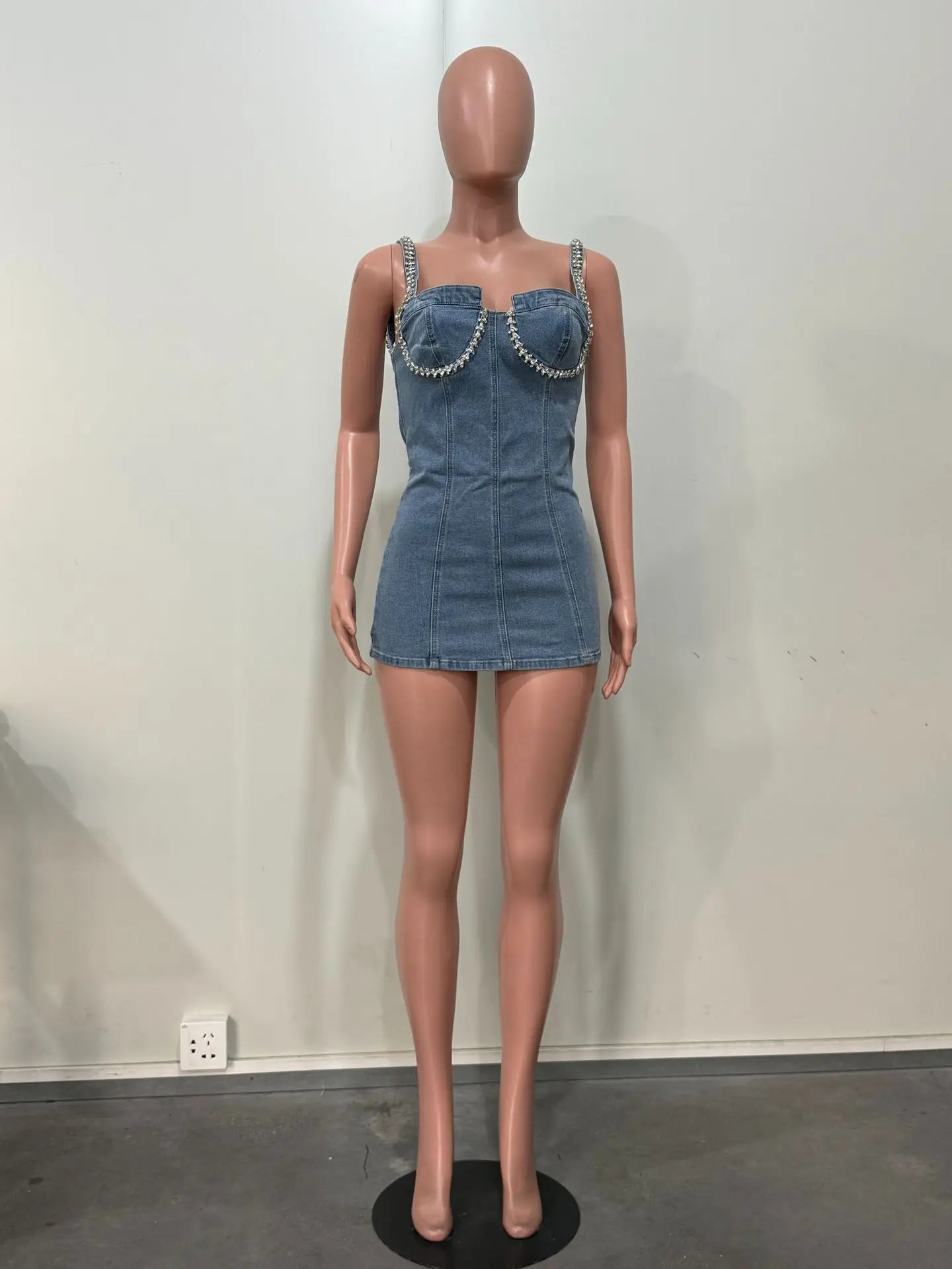 Camisole Dress Sexy Sleeveless Women Denim Dresses Solid Spliced Sheath Slim Washed Distressed 2025 Summer Wrap Buttocks