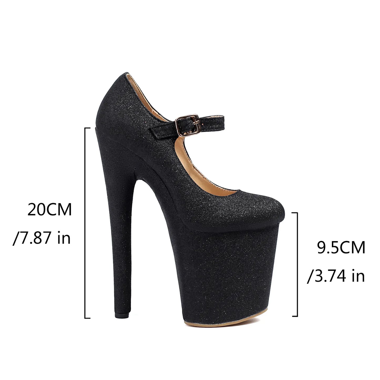 20CM/8Inch Super High Heels Buckle Strap Women Pumps Size 34-43 Fashion Platform Nightclub Stage Shoes Pole Dance Stripper Heels