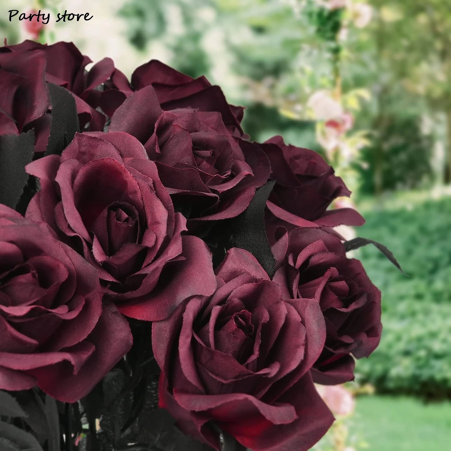 Halloween Burgundry Dahlia Black Artificial Flower Branch Wedding Flower Wall Arrangement Materials Fake Flower Table Home Decor