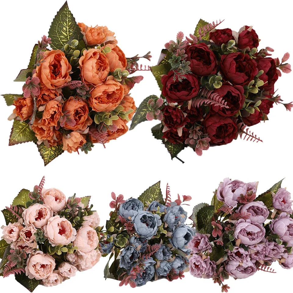1pcs/30cm Rose Pink Silk Bouquet Peony Artificial Flower  Bride Wedding Home Decoration Artificial Flower Wedding Home Decor