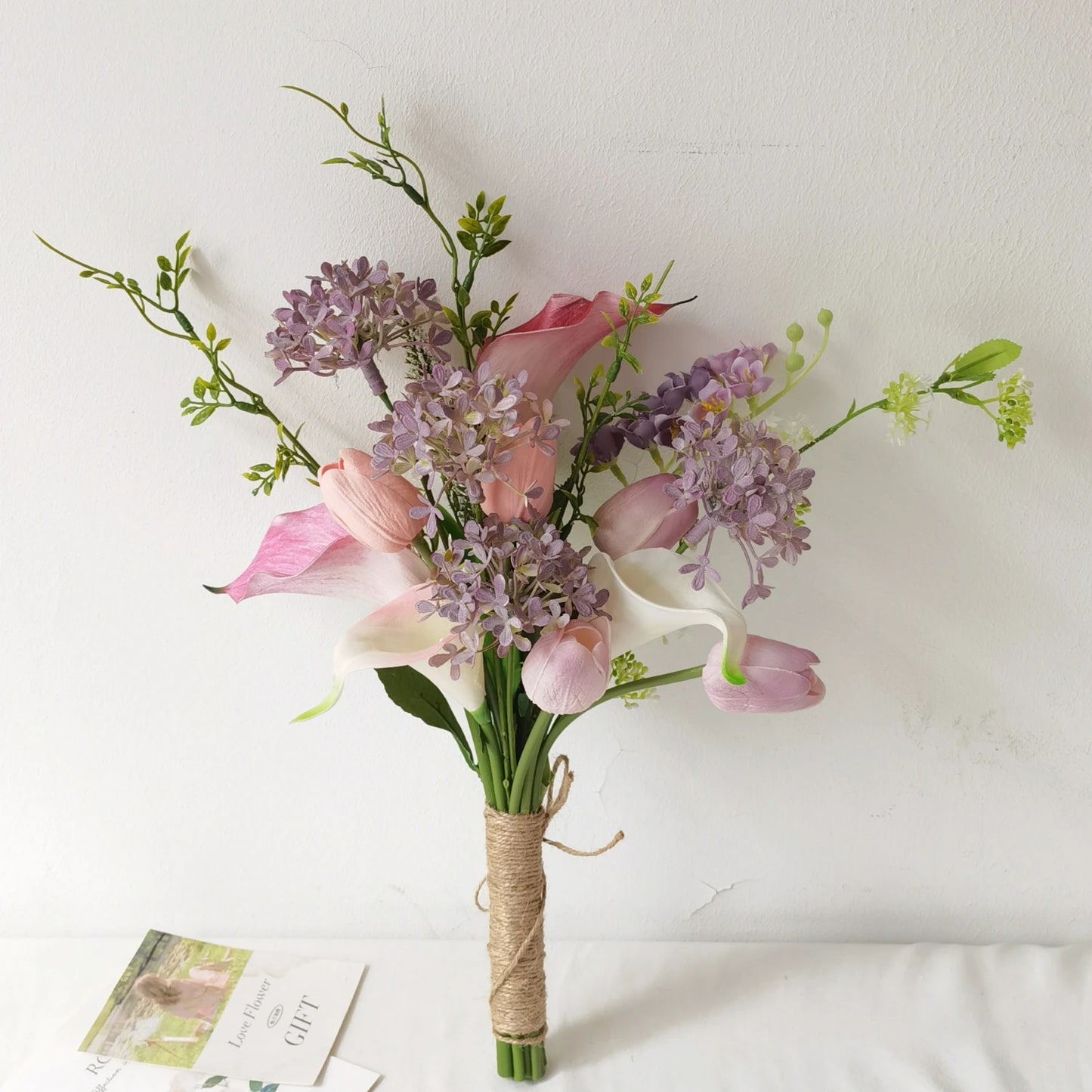 Ins Sle Purple Pink Handheld Flower Bouquet Artificial Flowers Wedding Photoaphy New Bride Home Decoration Arrangement
