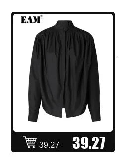 [EAM] Women Beige Irregular Hem Buckle Long Elegant Blazer New Lapel Long Sleeve Jacket Fashion Tide Spring Autumn 2025 CPDB133