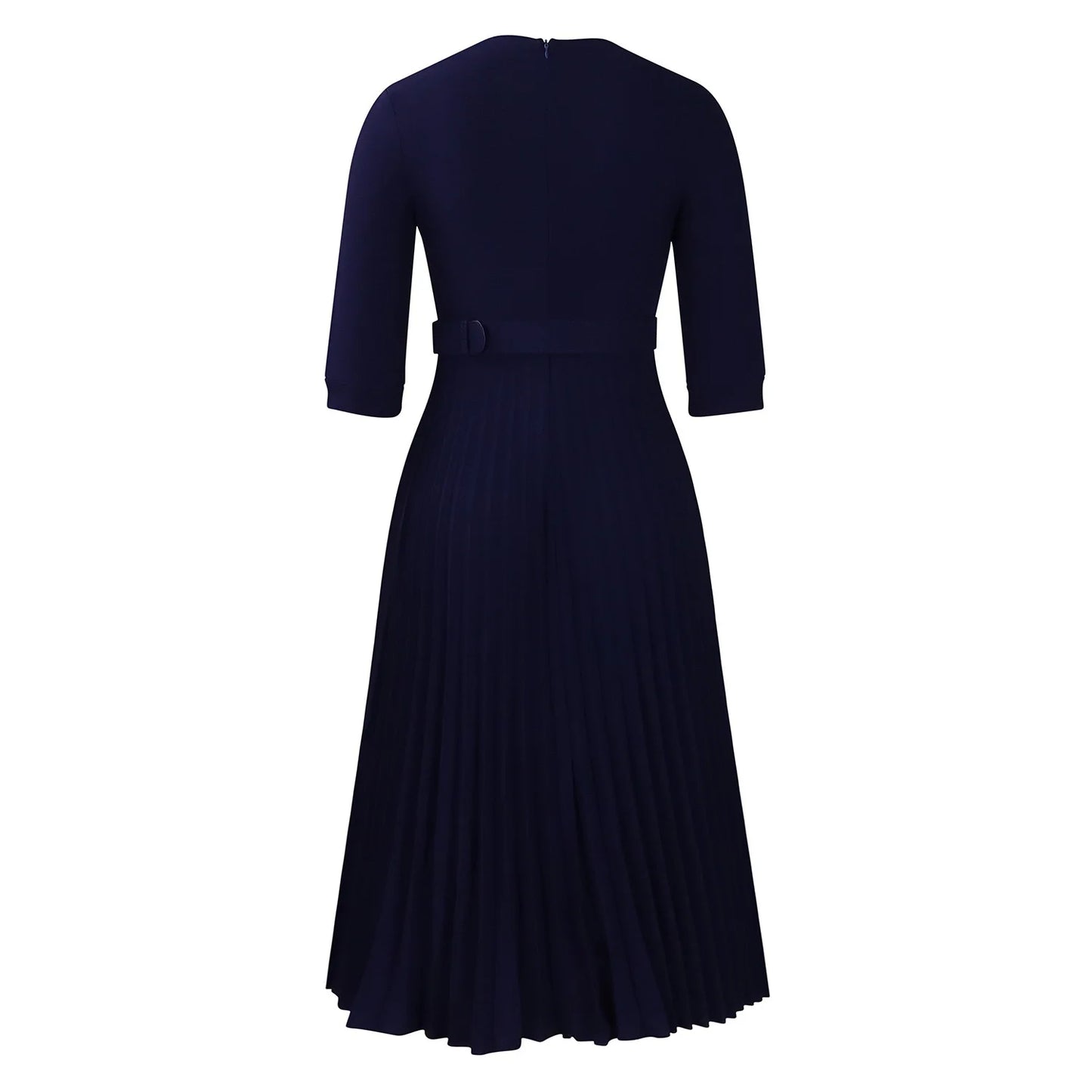 Elegant Office Ladies Dresses 2024 Autumn Fall Notched Collar Half Sleeve Belt Waisted Mid Calf Female Birthday Party Dress Midi