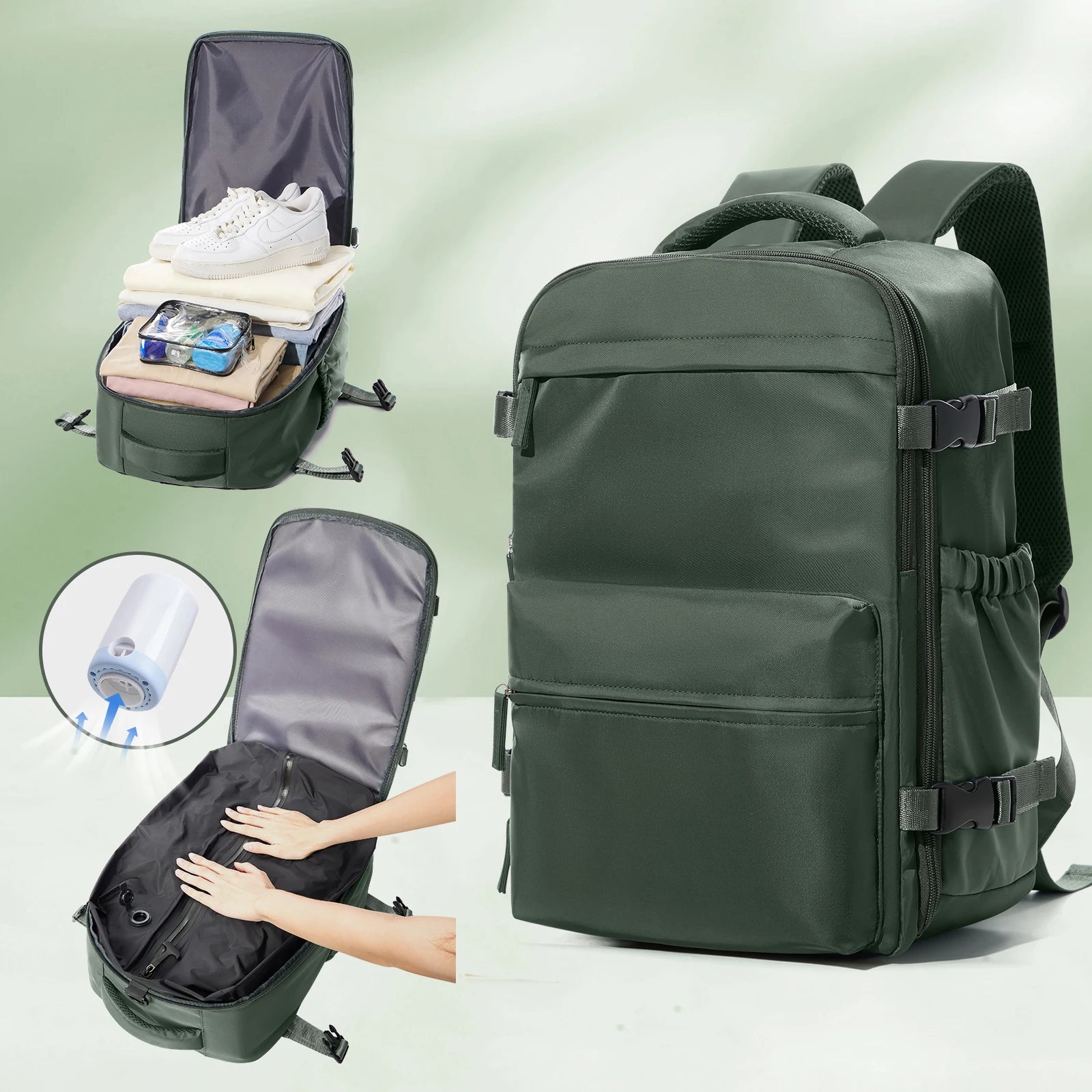 Vacuum Backpack Travel Bag for Men Large Capacity airback Backpack Business Laptop Backpack Women Expandable Backpack School Bag