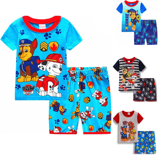 Summer Baby Boys Home Clothes Sets PAW Patrol Kids Pajamas Short Sleeve Round Neck Outfits Toddler Sleepwear Suits