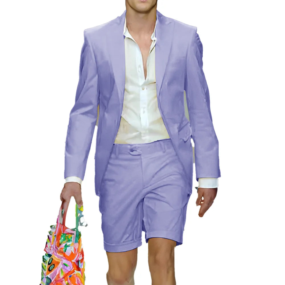 Fashion Yellow Suit for Mens Summer Jacket Shorts Suit 2 Piece Set Wedding Groom Tuxedo Formal Blazer Customized