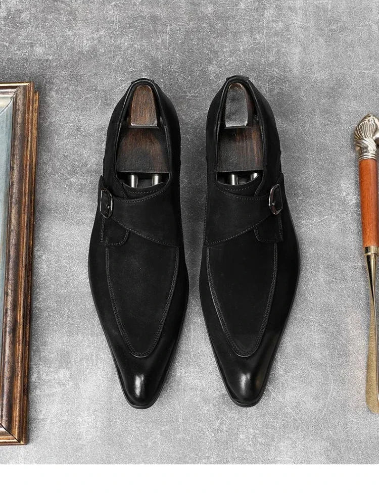 Men's Luxury Suede Cowhide Loafers – British Trend Handmade Business Shoes