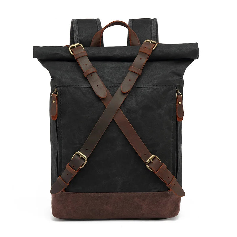 Male Backpacks Vintage Canvas Leather For Men Waterproof Rucksacks Large Mountaineering Travel Pack Outdoor computer bag