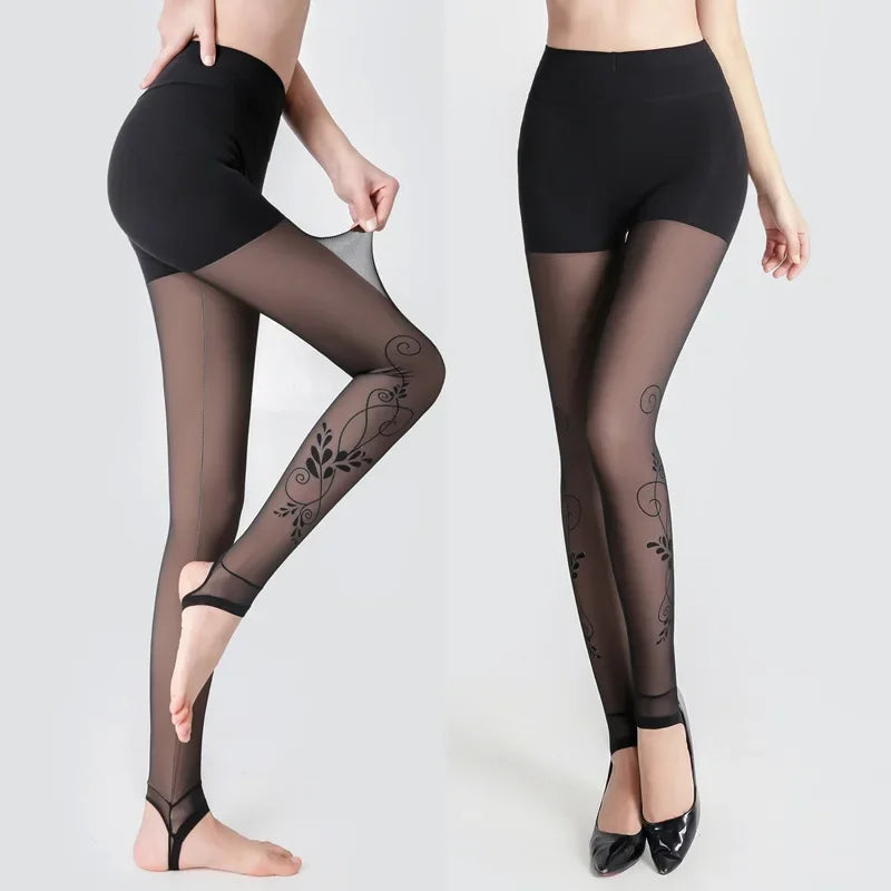 Winter Warm Leggings Sexy Slim Translucent Pantyhose Nylon Tights High Waist Elastic Wool Sock Pants Women Thermal Legging