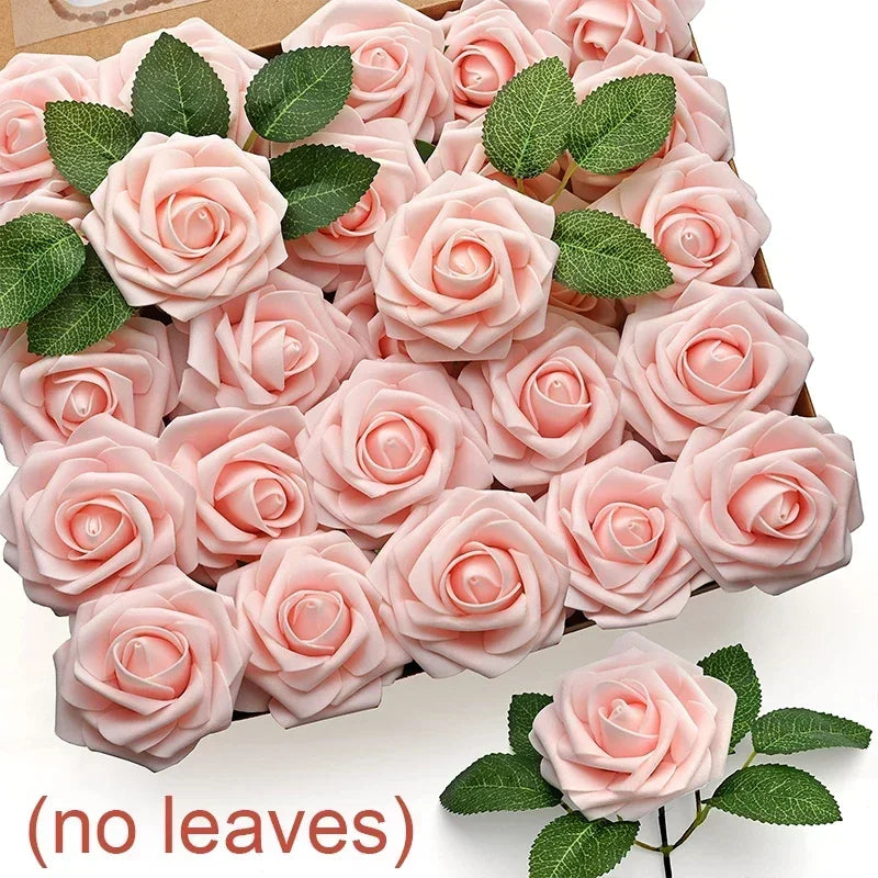 30/10PCS Artificial Foam Rose Flower Heads Bride Bouquet Flower for Home Wedding Party Table Decoration DIY Scrapbook Supplies