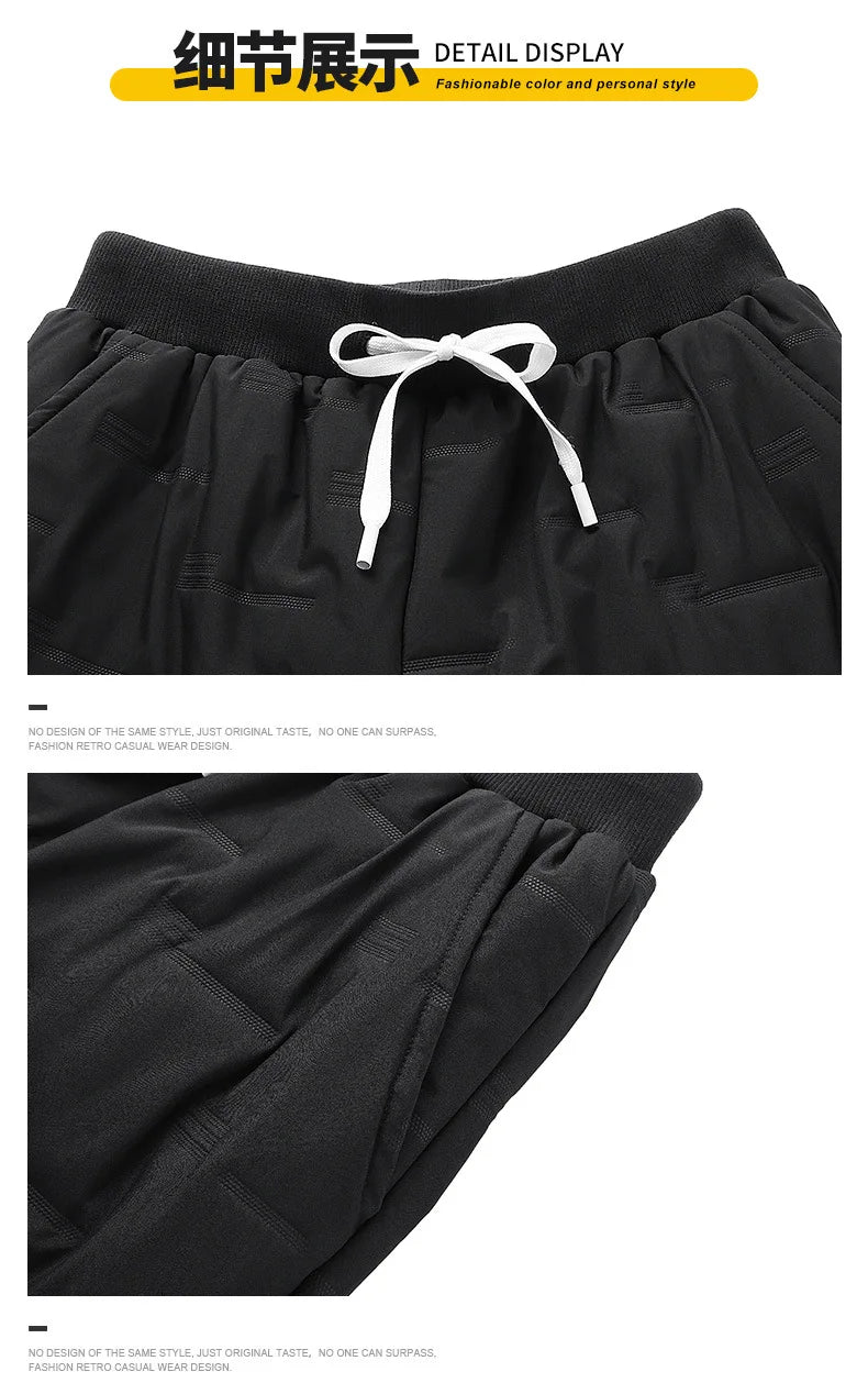 2025 Winter Warm Pants Men's Thicken Dowm Cotton Pants Outdoor Casual Joggers Pants Windproof Waterproof Thermal Trousers Male