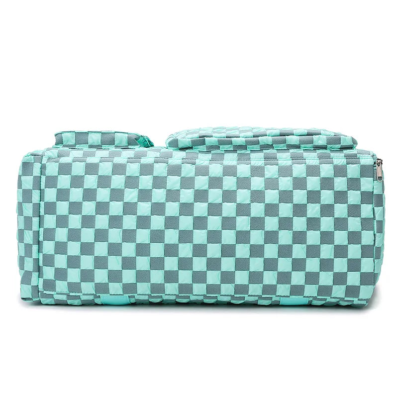 Fashion Large Capacity Checkerboard Pattern Duffle Handbag, Lightweight Travel Luggage Storage Bag, Portable Sports Fitness Bag