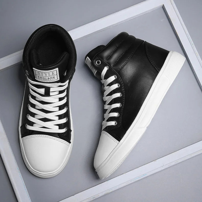 2025 Spring Fashion Red Men's Sneakers High Top Skateboarding Shoes for Men Women Comfortable Unisex Leather Sneakers Size 35-46