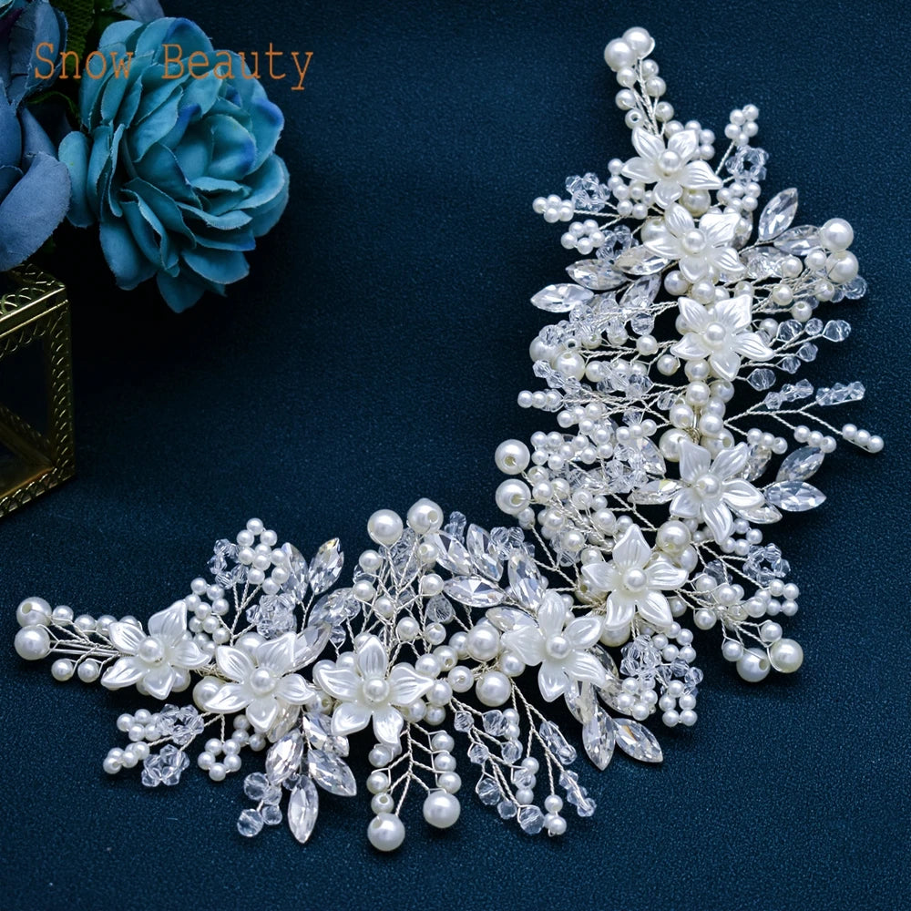 DZ023 Fashion Wedding Headpiece Crystal Pearl Hair Piece 2022 Bridal Tiara Dinner Party Headdress  For Women Bride Headwear