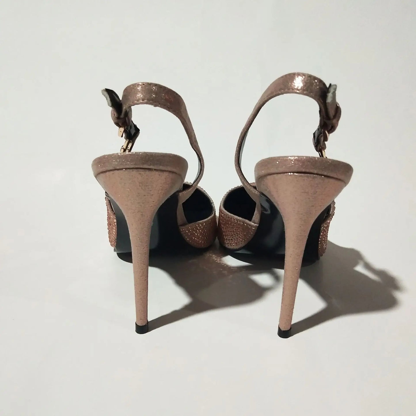 2025Women's Sexy Silk Rhinestone Pumps Belt Buckle Back Hollow Pointed Toe Thin Heel Sandals Pumps Female High Heels Party Shoes