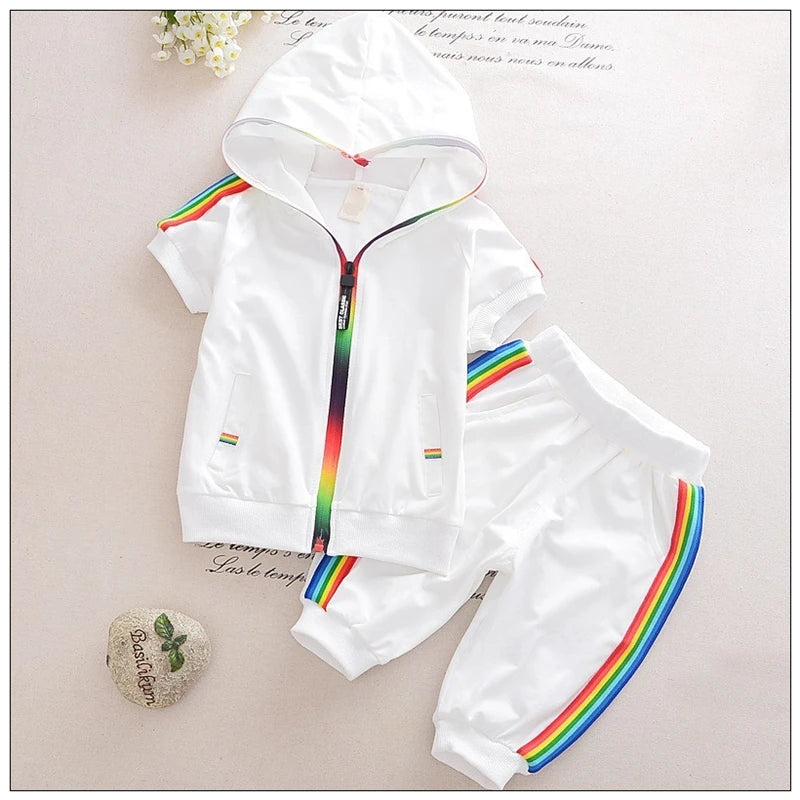 New Summer Baby Girl Clothes Boys Clothing Children Fashion Hooded Shirt Shorts 2Pcs/Sets Toddler Casual Costume Kids Tracksuits