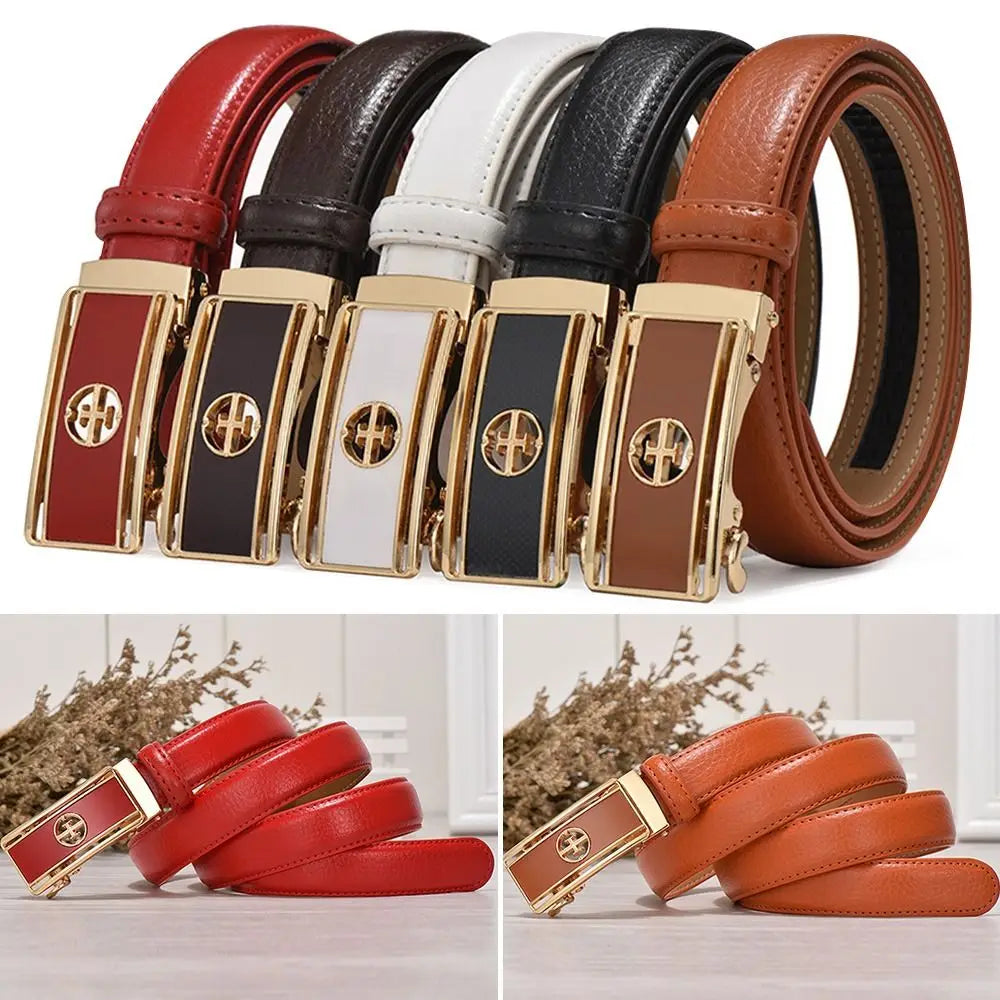 Casual Elegant Luxury Famous Designer Genuine Leather Belt Ladies Dress Belts Pants Bands Automatic Buckle Waistband