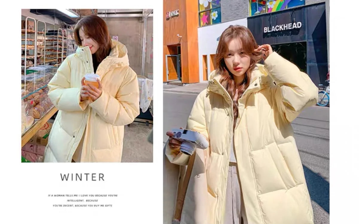 2025 Winter Women Jacket Coats Long Parkas Female Down Cotton Hooded Overcoat Thick Warm Jackets Windproof Casual Student Coat