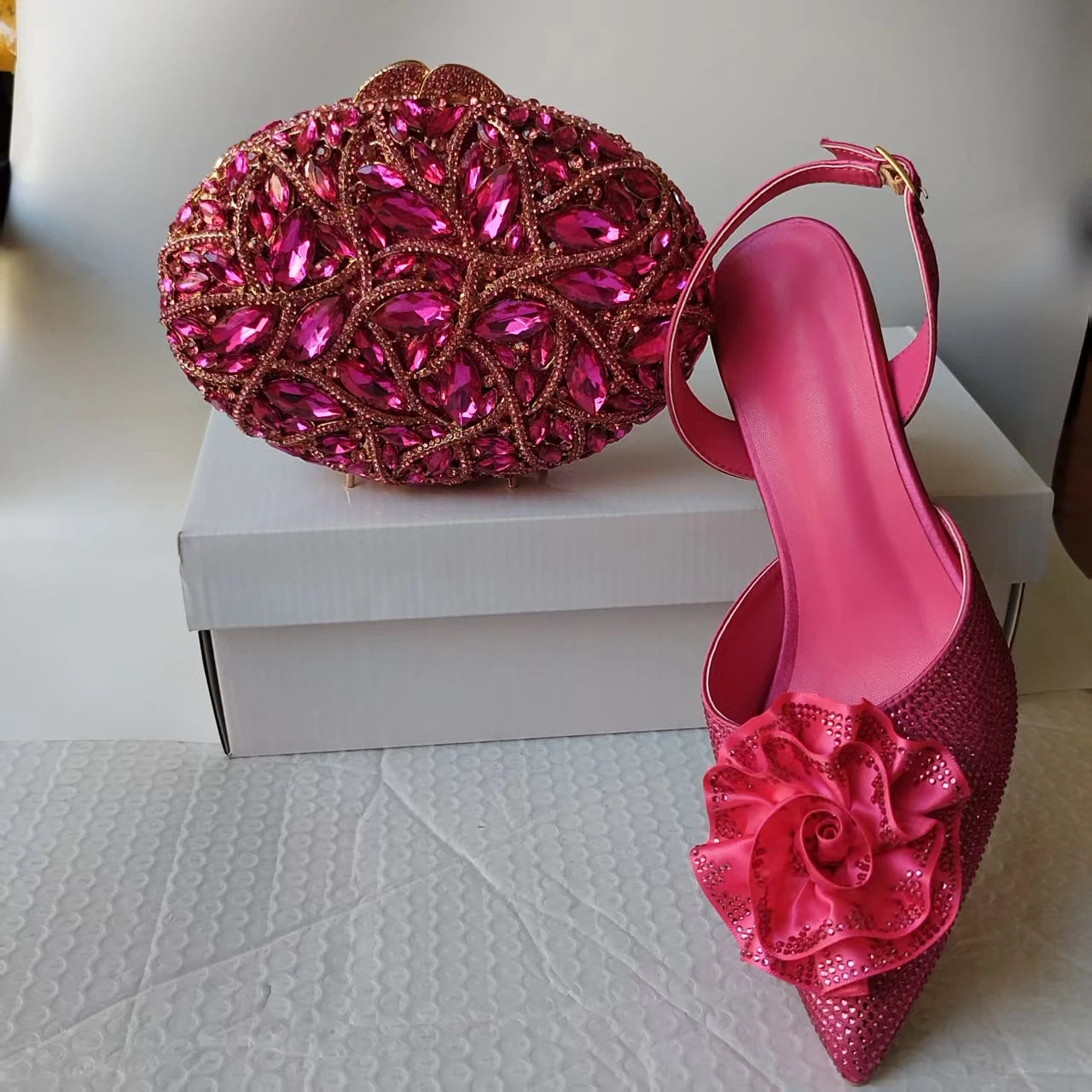 INSIGHTLINK Purple High Heels sandals and Bag Women Gems Dress Shoes Wedding stiletto Sandals Lady Bride high-heeled Stone Shoes