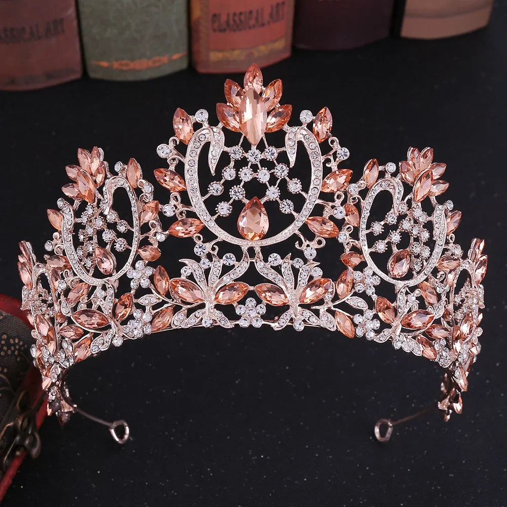 Baroque Luxury Crystal Rhinestone Tiaras and Crowns For Women Bride Vintage Prom Diadem Bridal Wedding Hair Accessories Jewelry