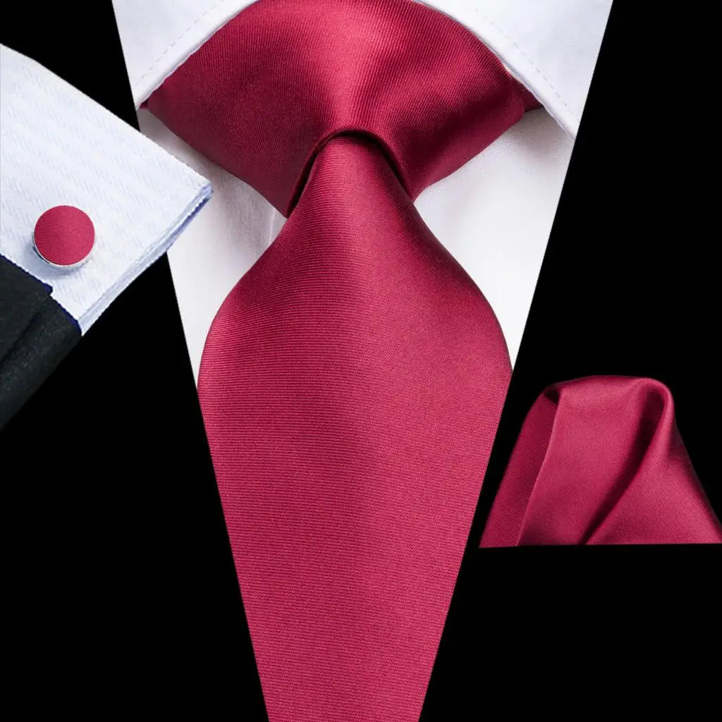 Hi-Tie Designer Red Burgundy Plaid Silk Wedding Tie For Men Handky Cufflink Gift Mens Necktie Fashion Business Party Dropshiping