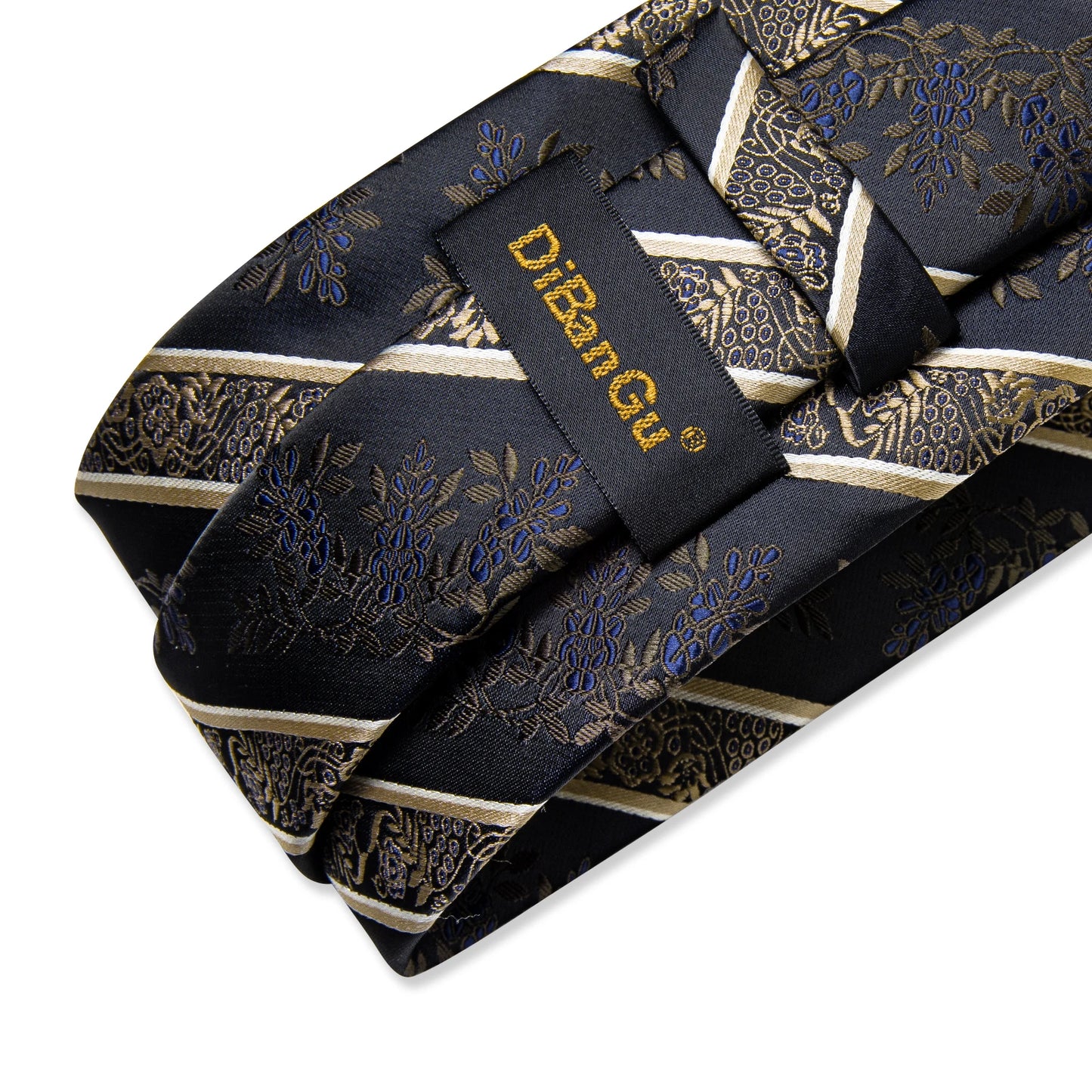 Men's Tie Set with Clip Luxury Retro Striped Floral 8cm Necktie Handkerchief Cufflinks Wedding Party Business Accessories Gift