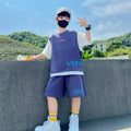Junior Boys Summer Suit Children's Fashion Patchwork Short Sleeve Shorts Sports Suit Clothing 3-14Y Trend