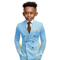 Brown Boys Suit Double Breasted Jacket Pants 2 Piece Set Business Style Formal Wedding Tuxedo Custom Size Blazer Kids