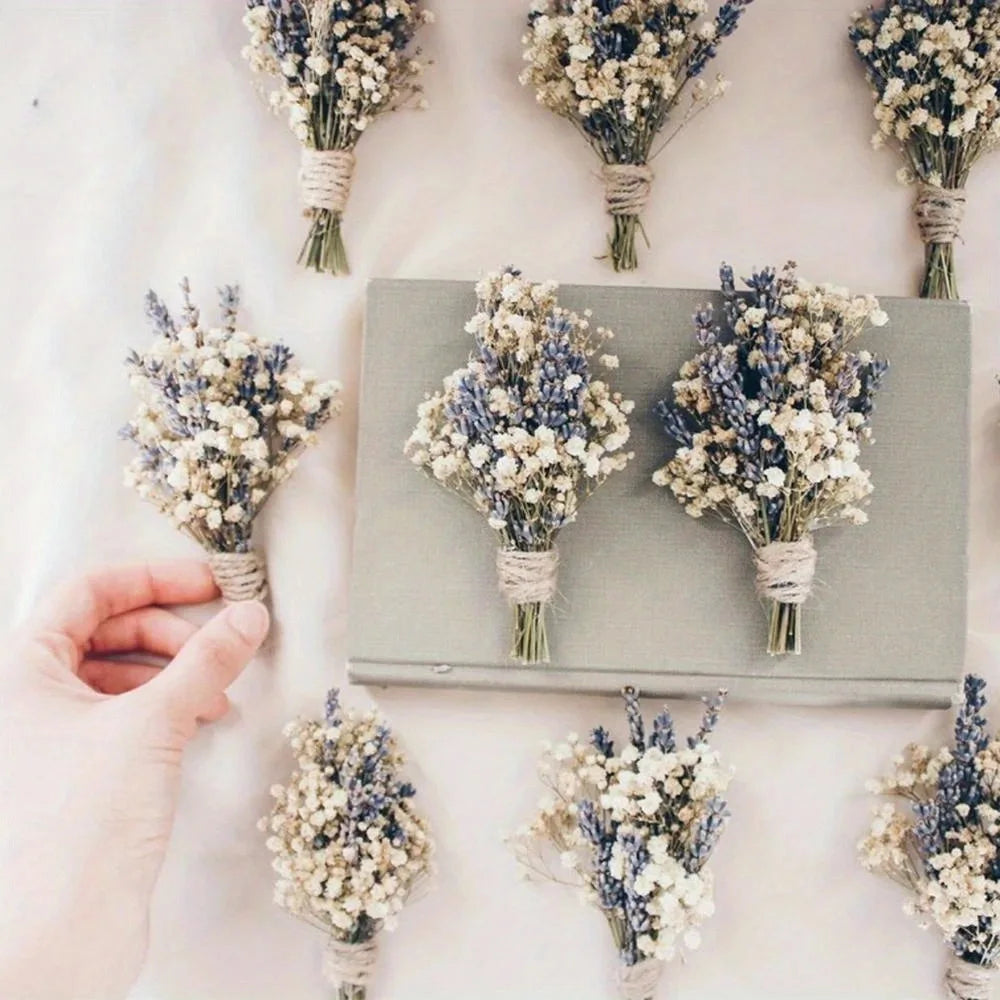 6pcs Mini Dried Flower Bouquet Bohemian Wedding Pampas Rabbit Tail Grass Bridesmaid Flowers Wedding Party Decoration Home Decor