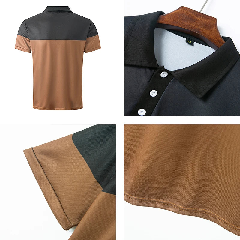 Summer Men's Short sleeved Polo Shirt Business Casual Collar T-shirt Plus Size Breathable Top European and American Plus size