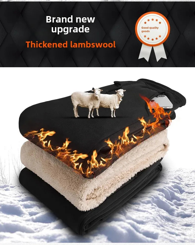 Winter Thickened Fleece-Lined Casual Pants Men's Loose-Fit Sweatpants Trendy Youth Sweatpants Bunched Feet Pants Casual Pants