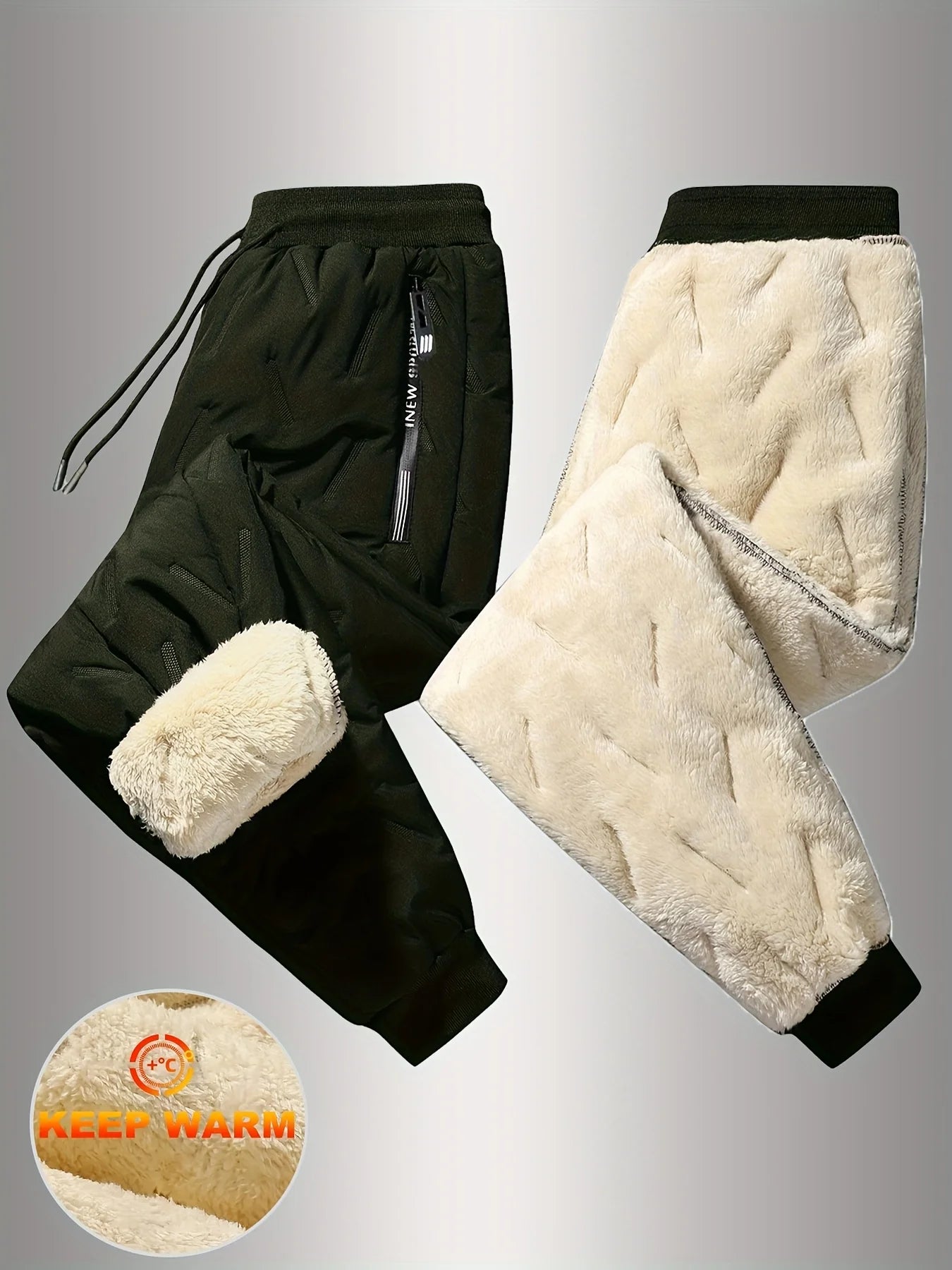 Winter Plush Pants for Men's Thickened Windproof Pants for Lamb Velvet Cold-proof and Warm Men's Casual Pants Baggy Gift