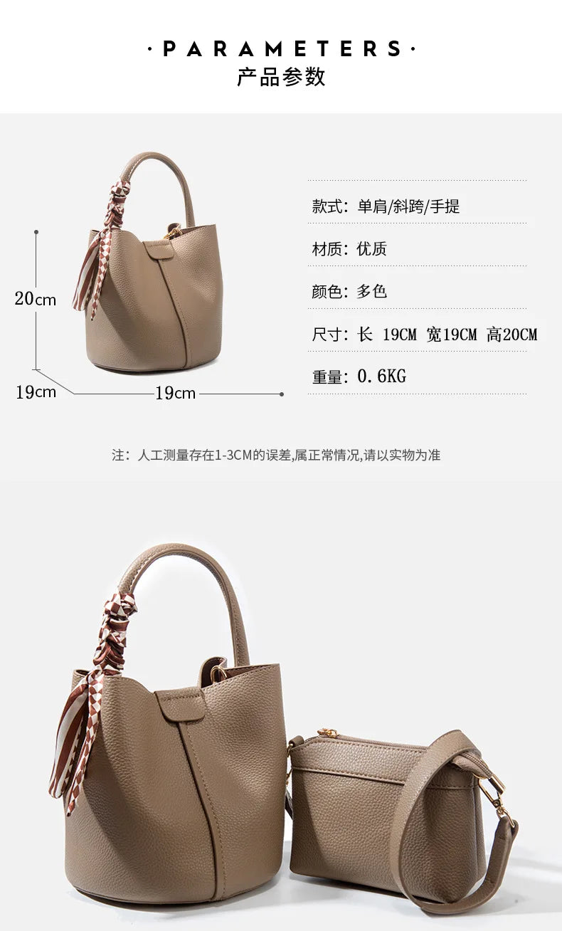 Luxury Top Handle Bag Women Crossbody Shoulder Bags Bucket Portable Tote Bag PU Leather Ladies Hand Bag Designer