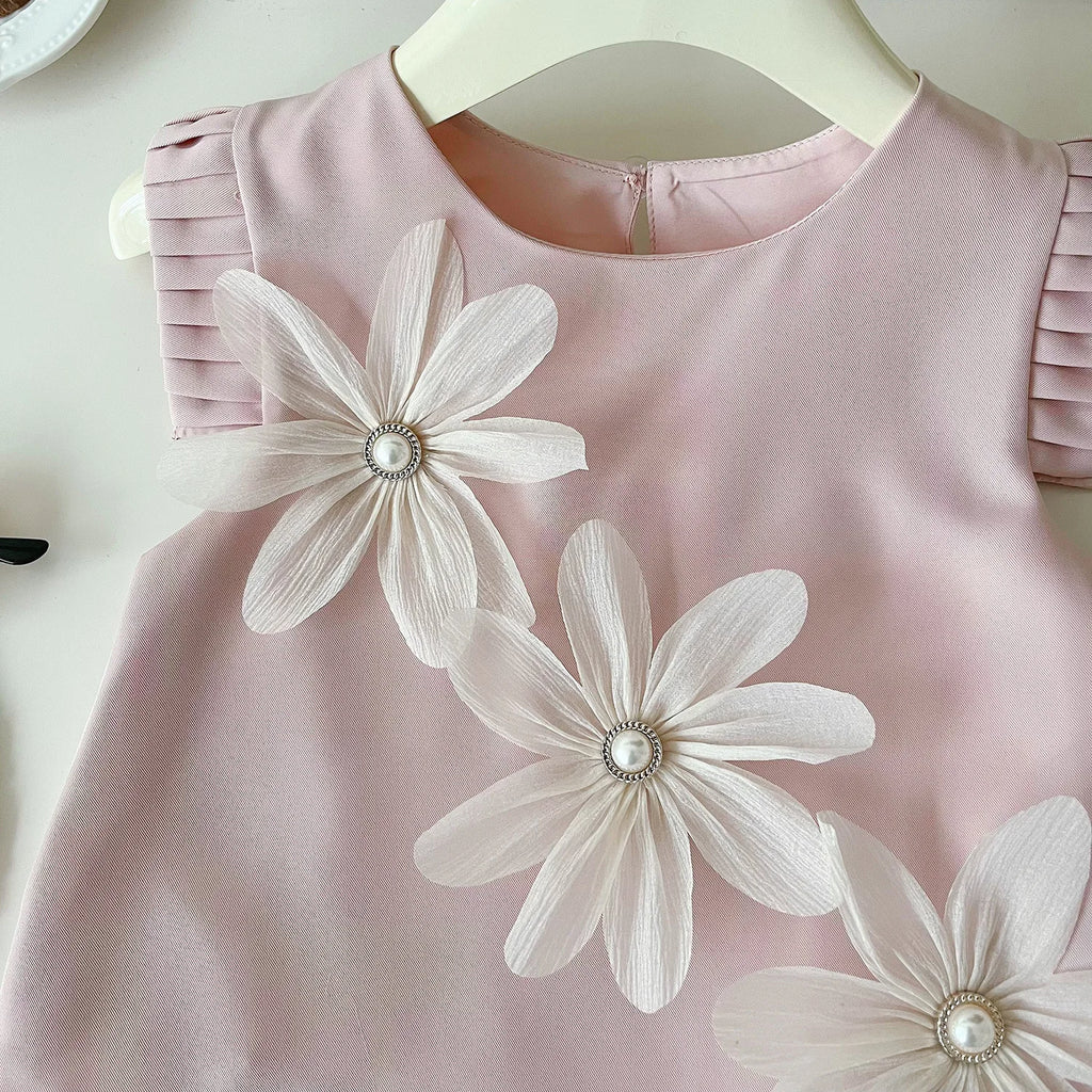 New Baby Girls 2Pcs Summer Clothing Set Three Flowers Short Sleeve T-shirt Shorts Toddler Children's Girl Casual Outfit Suit