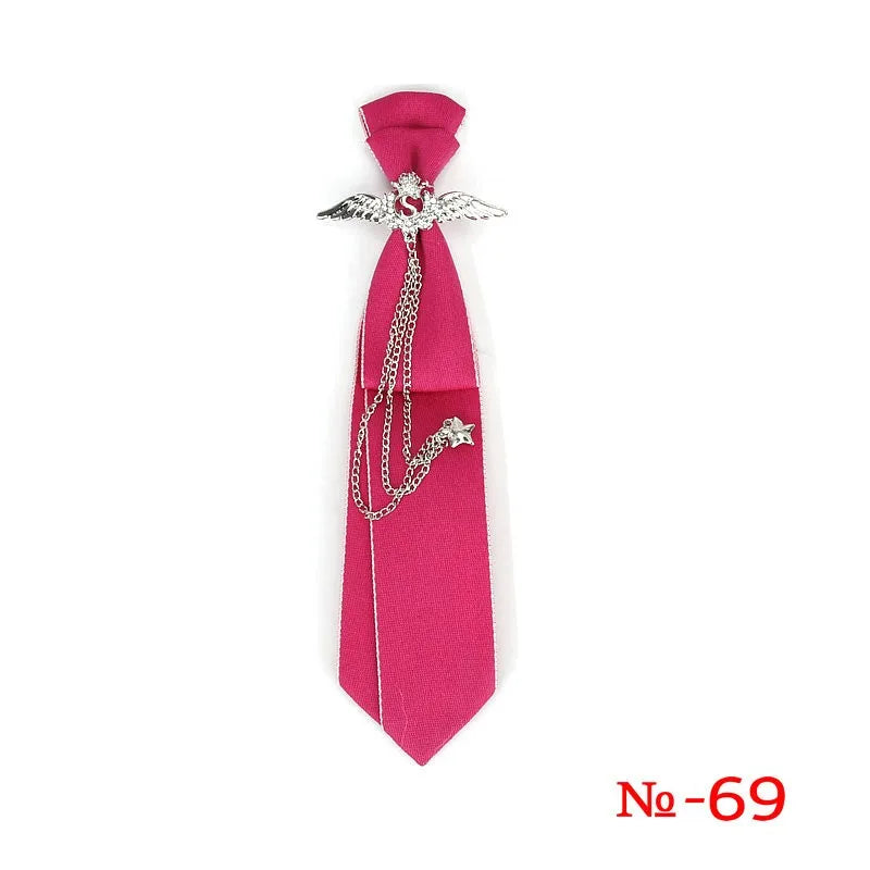 Retro Fabric Ribbon Rhinestone Black Bow Tie Collar Bowkont Cravat School Girl Boys Gifts for Women Clothing Jewelry Accessories