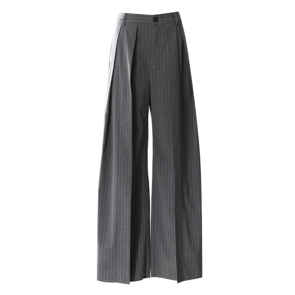ZMEENNA Gray Stripe Patchwork Skirt Gauze Pants 2 Piece Sets For Women 2025 Spring Fashion Female New Elegant Pants ZM616