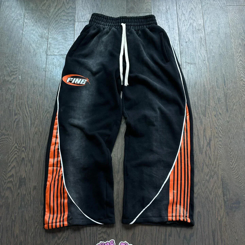 Cotton Stripes Pants New Fashion Hip Hop Street Mens Womens Y2k Embroidery Jogger Drawstring Sweatpants Oversize Cargo Trousers