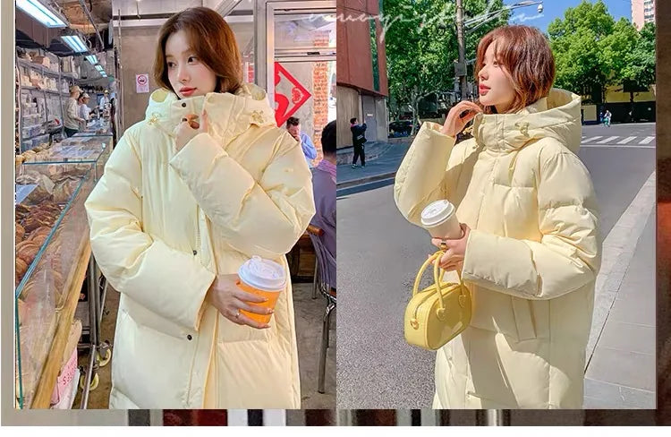 2025 Winter Women Jacket Coats Long Parkas Female Down Cotton Hooded Overcoat Thick Warm Jackets Windproof Casual Student Coat