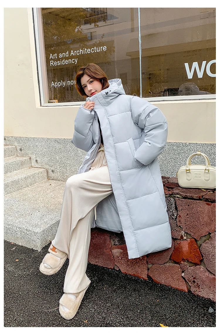 2025 Winter Women Jacket Coats Long Parkas Female Down Cotton Hooded Overcoat Thick Warm Jackets Windproof Casual Student Coat
