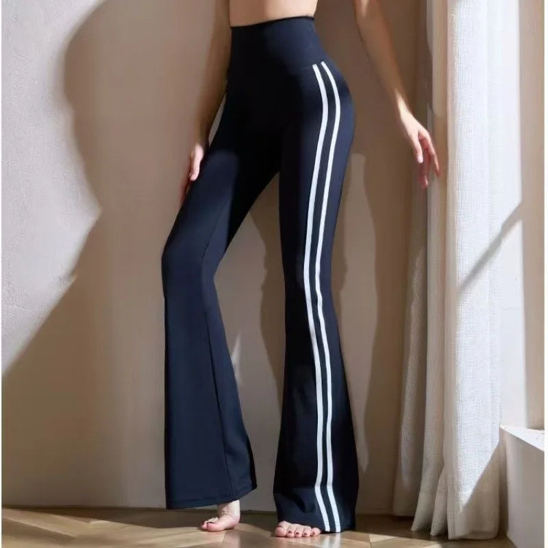 Elastic High Waist Women's Flare Pant Sexy Slim Leggings Yoga Lady's Trousers Wide Leg Pant Sportswear Boot Cut Pants Matching