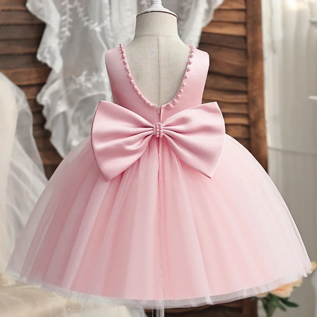 Baby Girls 1st Birthday Pink Princess Dress for Luxury Embroidery Costumes Kids Baptism Party Beading Clothes Toddler Dresses