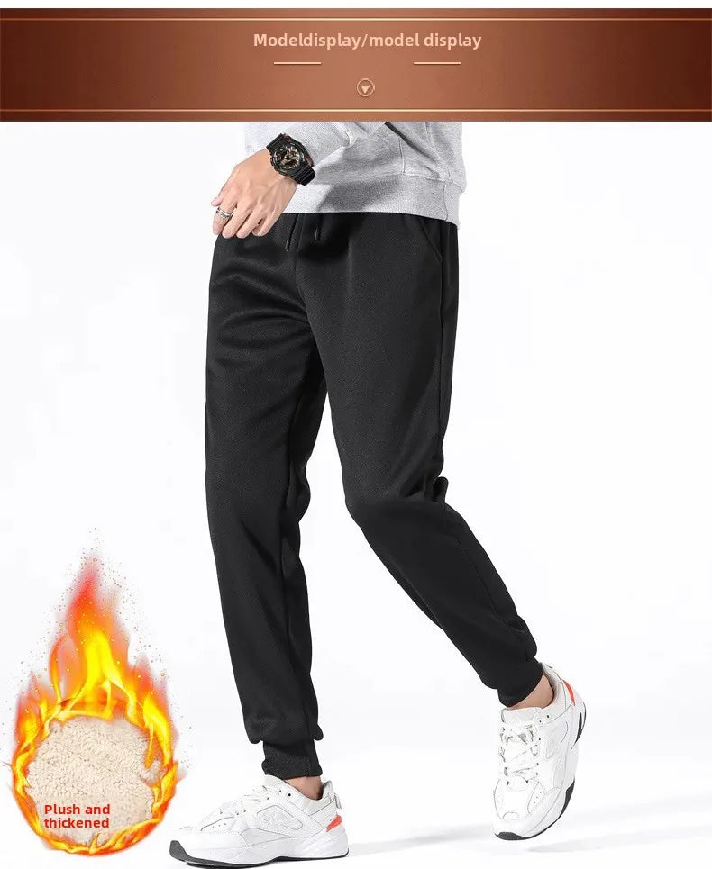 Winter Thickened Fleece-Lined Casual Pants Men's Loose-Fit Sweatpants Trendy Youth Sweatpants Bunched Feet Pants Casual Pants