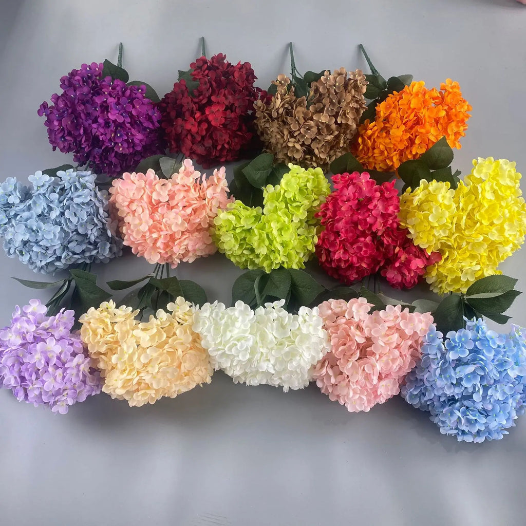 5 Heads Hydrangea Bouquet Silk Artificial Flowers for Party Wedding Living Room Decoration Accessories Home Decor Fake Flowers