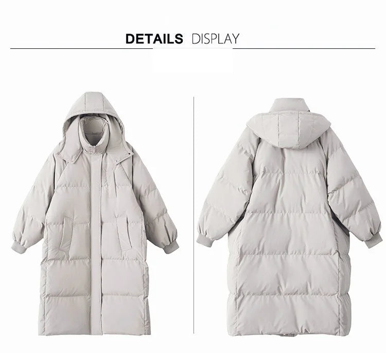 ITOOLIN Women Casual Down Coat Thicken Cotton Warm Hooded Long Coat Long Sleeve Parkas Button Pocket Autumn Winter Office Coat