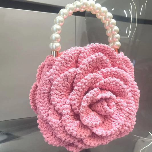 handmade Crochet flower shape Evening clutch Bag Purses and handbag luxury Designer banquet bag Women's bag