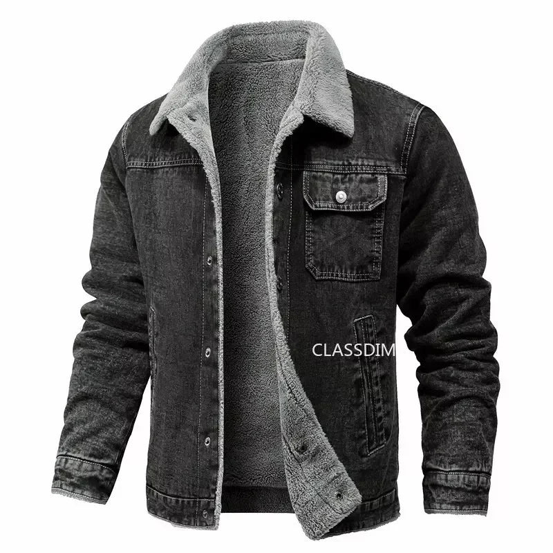 Men Winter Black Denim Jackets Fleece Warm Coats Good Quality Male Casual Winter Jackets Outwear Casual Coats Winter Clothes 4XL