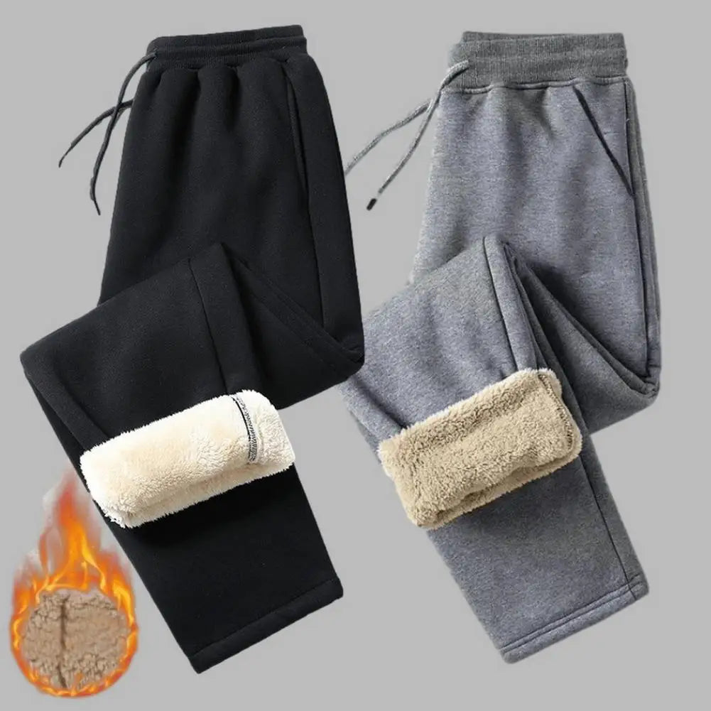 Winter Lambswool Warm Casual Pants Thick Plush Drawstring Men Sweatpants Fitness Jogging Pants Men Fleece Straight Trousers