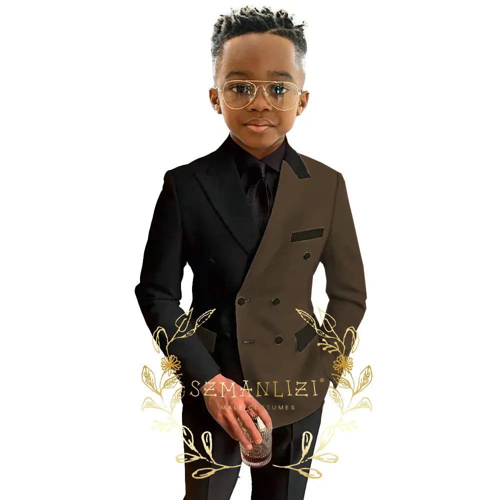 Boys Suits Double Breasted Blazer 2-piece Set Colorblock Jacket Pants Wedding Kids Tuxedo Custom 2-16 Years Old Clothes Suit