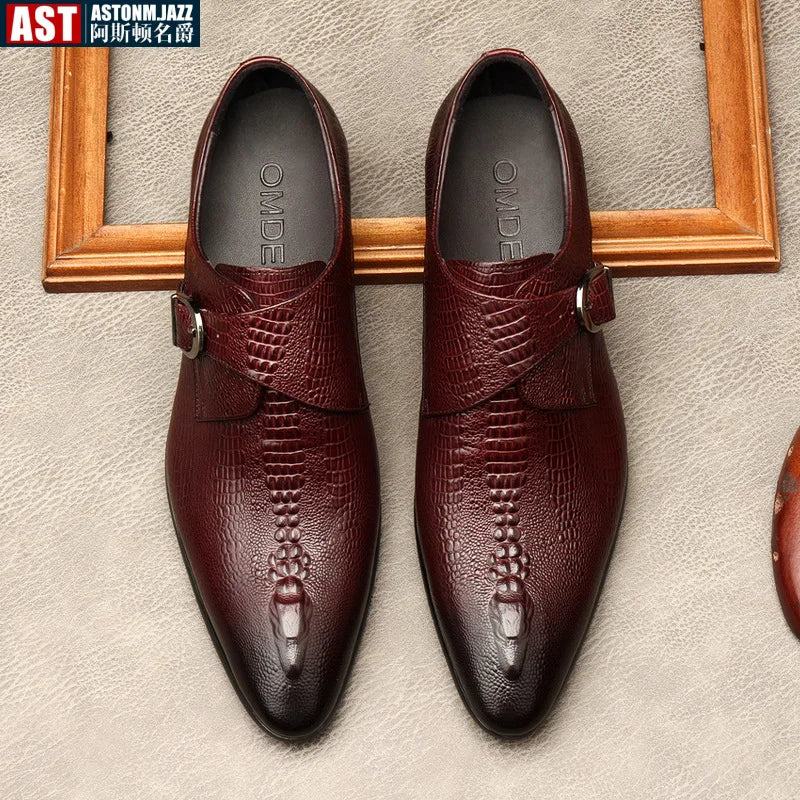 Men's Handmade Crocodile Pattern Oxford Shoes – Black & Blue Formal Loafers