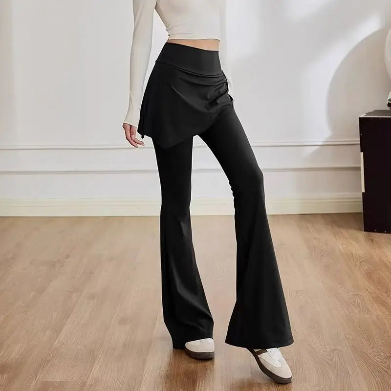 Elastic High Waist Women's Flare Pant Sexy Slim Leggings Yoga Lady's Trousers Wide Leg Pant Sportswear Boot Cut Pants Matching